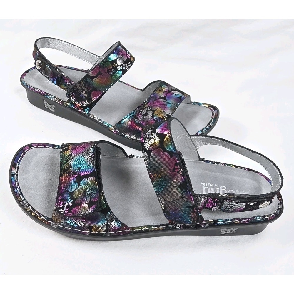Alegria Verona Liberty Love Rainbow Slingback Sz 10 Multi Floral Sandals VER-450